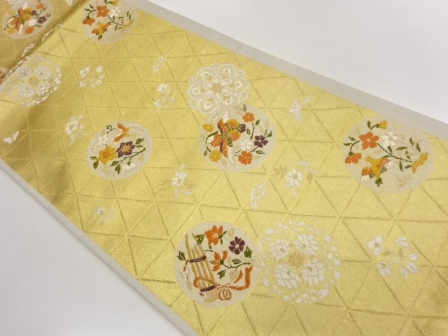 JAPANESE FUKURO OBI / WOVEN FLOWER CREST